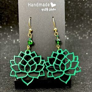 Handmade Green Succulent Earrings